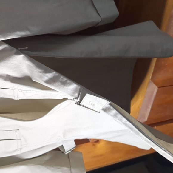 MEXX* 3/4 sleeve faux wrap front side buckle 2pkt side zip access khaki blouse - Picture 8 of 16